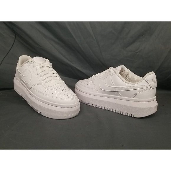 Nike Women's Court Vision Alta Leather Sneakers Triple White Size 9 NEW IN BOX!
